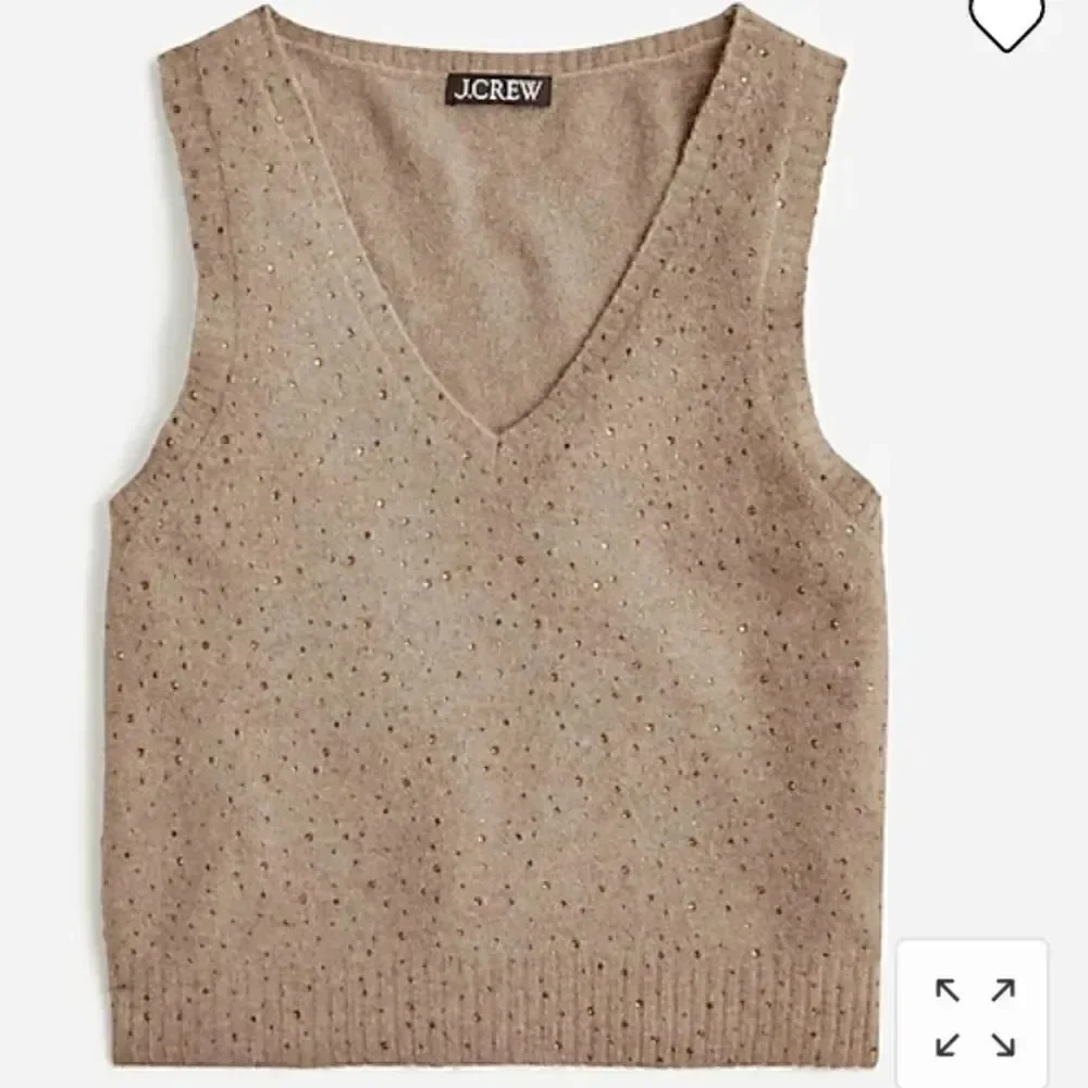 J CREW Crystal Embellished Sweater Shell Vest Supersoft Yarn sz XS NWT